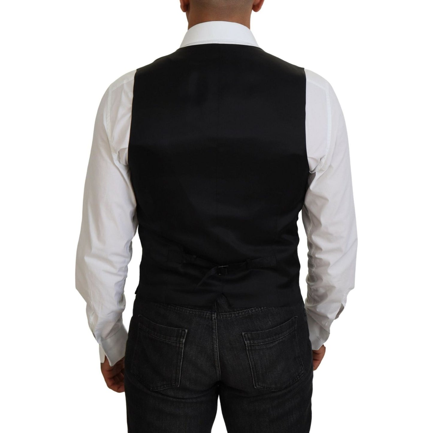Dolce & Gabbana Black Virgin Wool Waistcoat Formal Vest