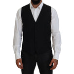 Dolce & Gabbana Black Virgin Wool Waistcoat Formal Vest