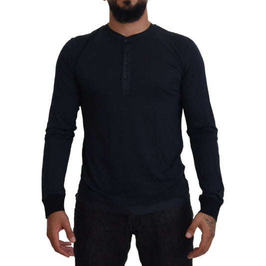 Dolce & Gabbana Elegant Cotton-Silk Blend Blue Pullover Dolce & Gabbana