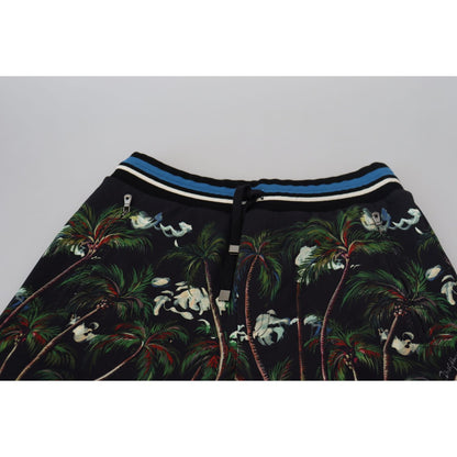Dolce & Gabbana Black Cotton Volcano Print Casual Shorts
