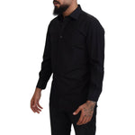 Dolce & Gabbana Black GOLD Cotton Collared Long Sleeve Shirt