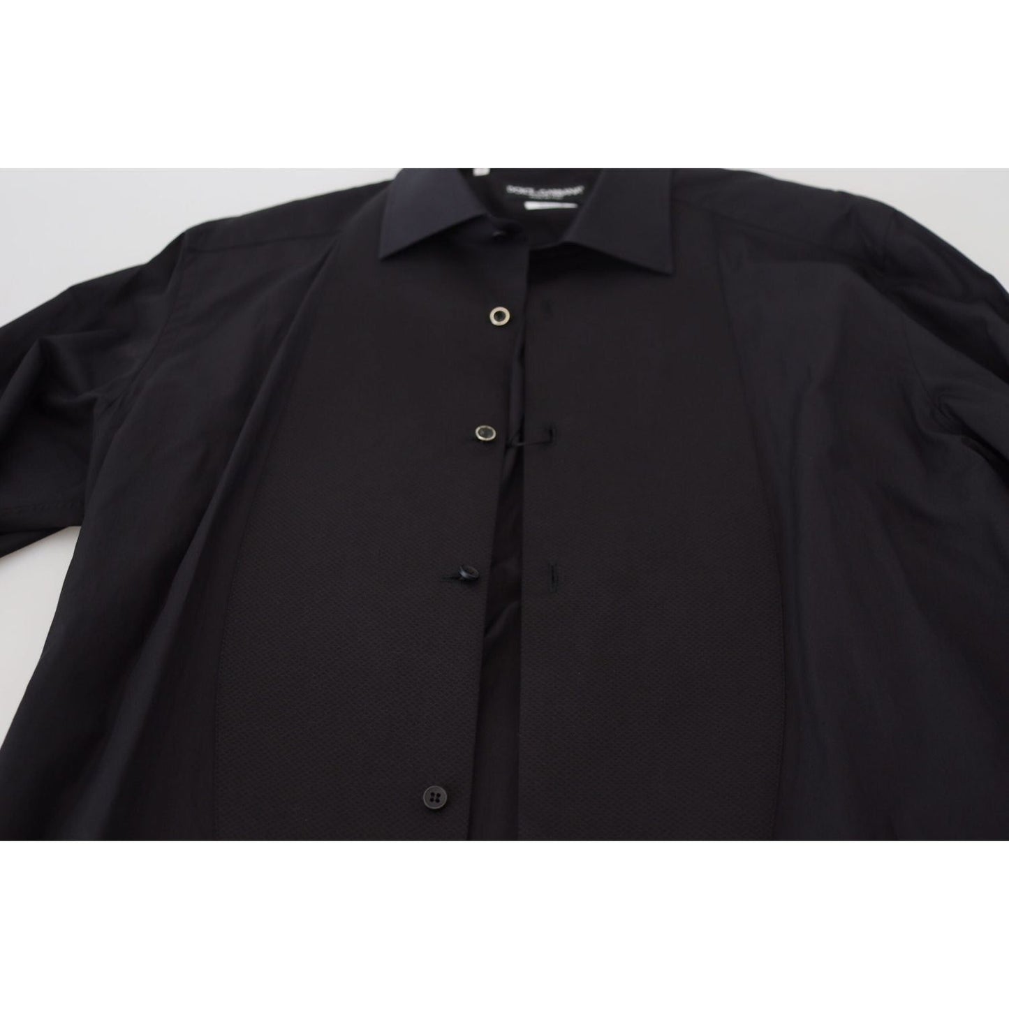 Dolce & Gabbana Black GOLD Cotton Collared Long Sleeve Shirt