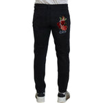 Dolce & Gabbana Black Angel Embroidery Skinny Denim Jeans