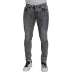 Dolce & Gabbana Grey Washed Cotton Slim Fit Men Denim Jeans