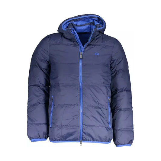 La Martina Elegant Detachable Hood Jacket in Blue La Martina