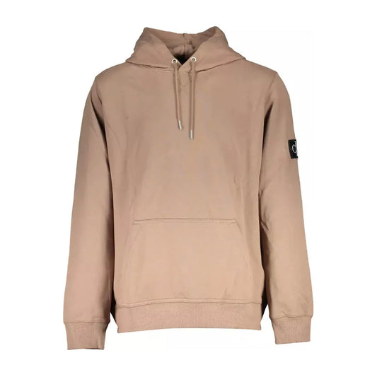 Calvin Klein Elegant Long-Sleeved Hooded Sweatshirt in Brown Calvin Klein