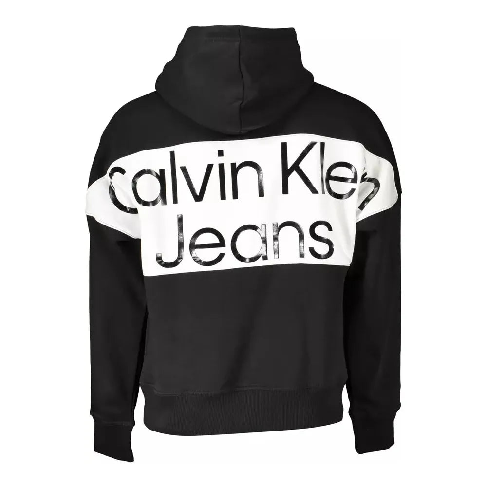 Calvin Klein Elegant Black Cotton Blend Hooded Sweatshirt Calvin Klein