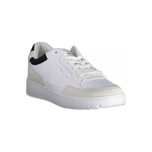 Tommy Hilfiger Sleek White Lace-Up Sneakers with Logo Detail Tommy Hilfiger