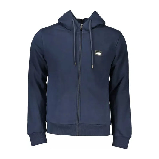 Cavalli Class Elegant Blue Hooded Zip Sweatshirt Cavalli Class