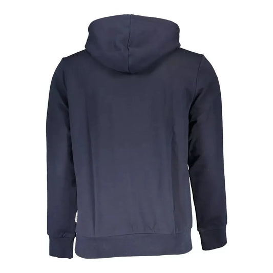 Napapijri Blue Cotton Hooded Sweatshirt with Logo Print Napapijri