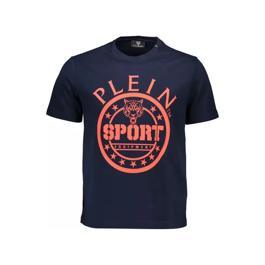 Plein Sport Elevated Blue Cotton Tee with Signature Details Plein Sport