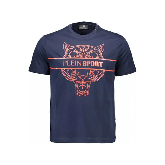 Plein Sport Dynamic Blue Crew Neck Printed Tee Plein Sport