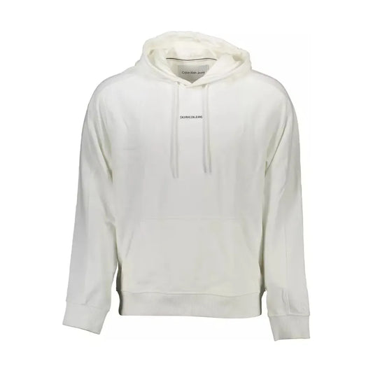 Calvin Klein Elegant White Hooded Sweatshirt with Logo Print Calvin Klein