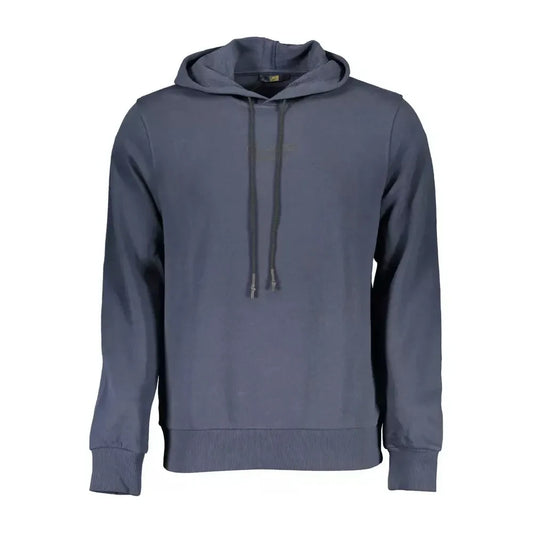 Cavalli Class Blue Cotton Hooded Sweatshirt with Logo Print Cavalli Class