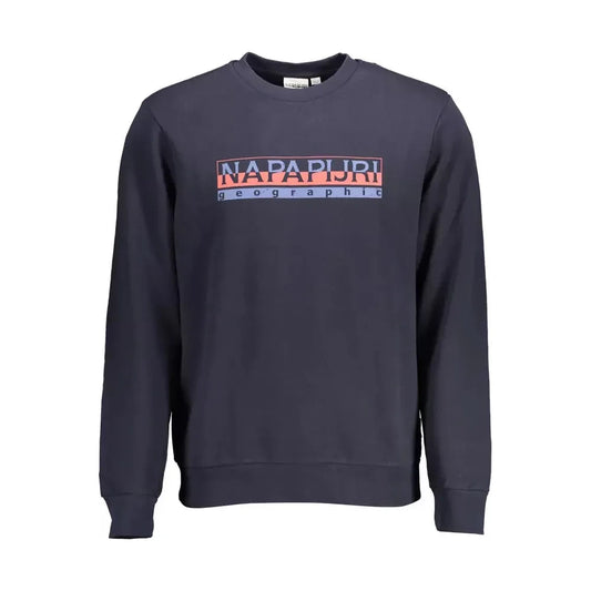 Napapijri Blue Cotton Logo Print Sweatshirt Napapijri