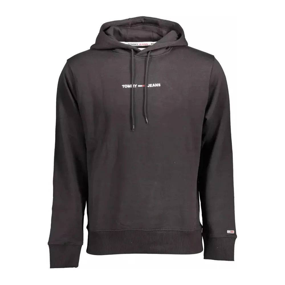 Tommy Hilfiger Sleek Black Hooded Embroidered Sweatshirt Tommy Hilfiger