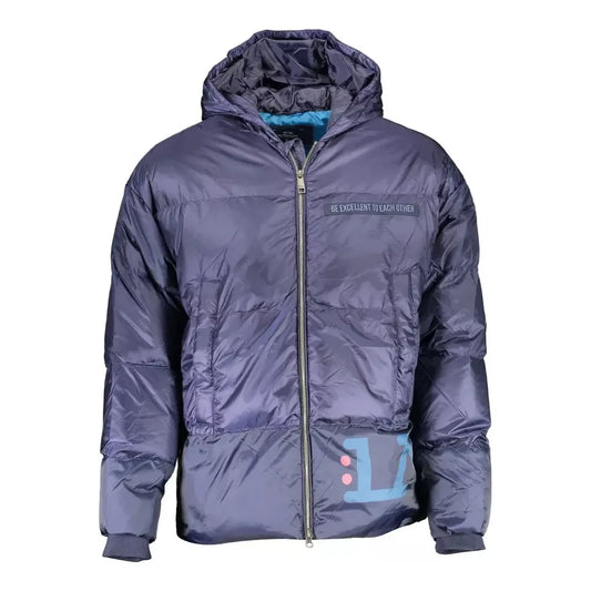 La Martina Elegant Blue Feather-Down Hooded Jacket La Martina