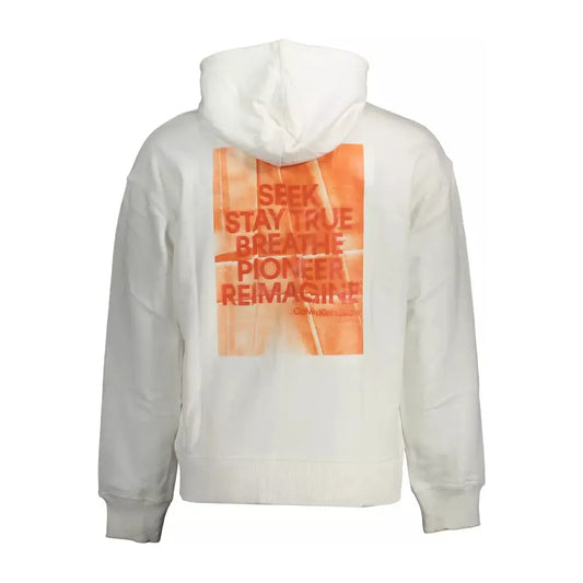 Calvin Klein Chic White Cotton Hooded Sweatshirt with Logo Detail Calvin Klein