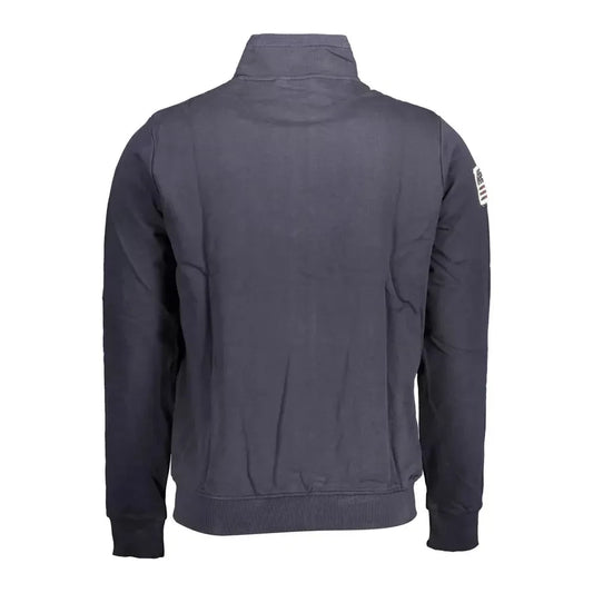 U.S. POLO ASSN. Chic Blue Cotton Zip Sweater with Logo Embroidery U.S. POLO ASSN.