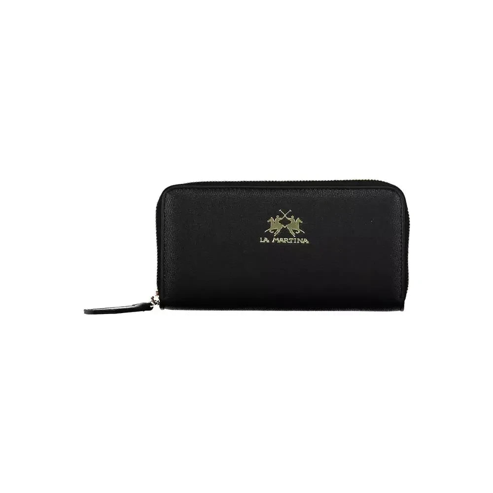 La Martina Elegant Black Wallet with Multiple Compartments La Martina