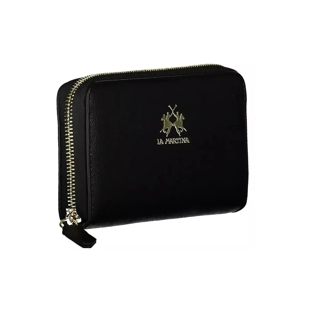 La Martina Elegant Black Wallet with Multiple Compartments La Martina