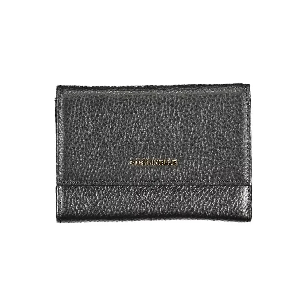 Coccinelle Chic Black Leather Wallet with Multiple Compartments Coccinelle