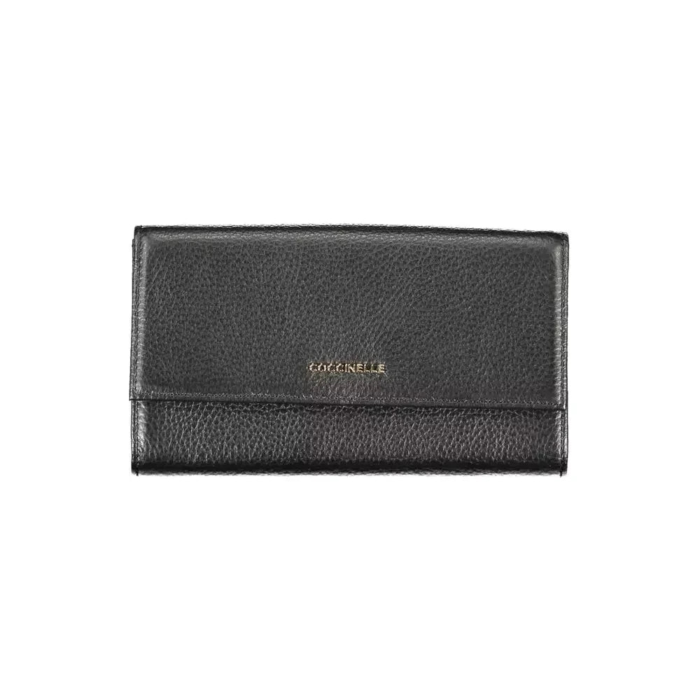 Coccinelle Elegant Dual-Part Leather Wallet in Classic Black Coccinelle