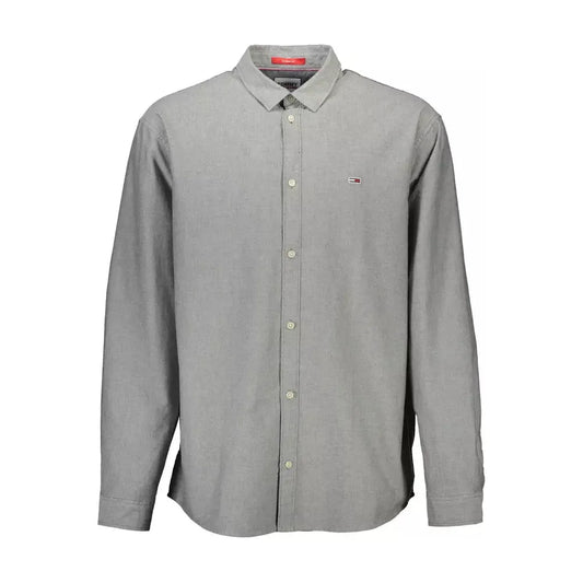 Tommy Hilfiger Elegant Gray Italian Collar Shirt with Embroidery Tommy Hilfiger