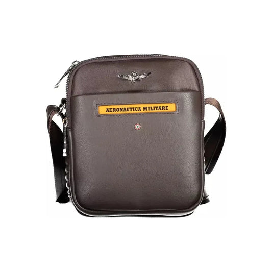 Aeronautica Militare Elegant Brown Shoulder Bag with Contrasting Details Aeronautica Militare