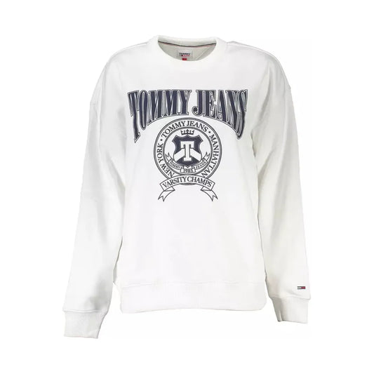 Tommy Hilfiger Elegant White Fleece Crew Neck Sweater Tommy Hilfiger