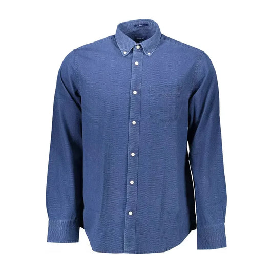 Gant Blue Cotton Regular Fit Men's Shirt Gant