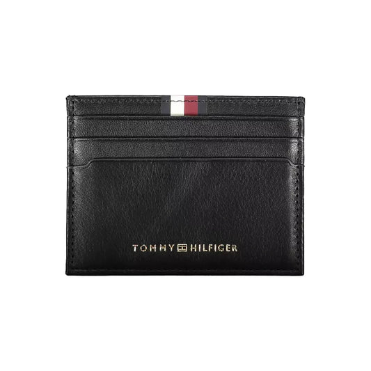 Tommy Hilfiger Sleek Black Leather Card Holder with Contrasting Detail Tommy Hilfiger