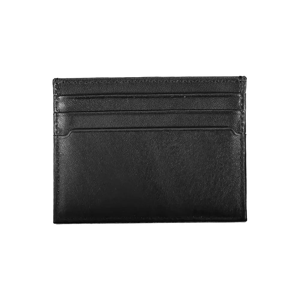 Tommy Hilfiger Sleek Black Leather Card Holder with Contrasting Detail Tommy Hilfiger