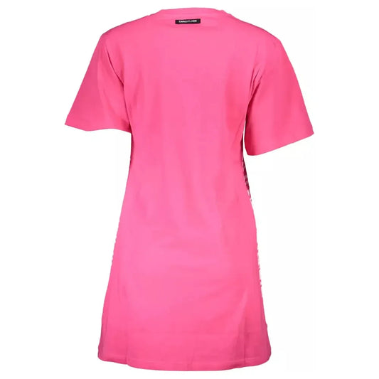 Cavalli Class Chic Pink Print Short Sleeve Dress Cavalli Class