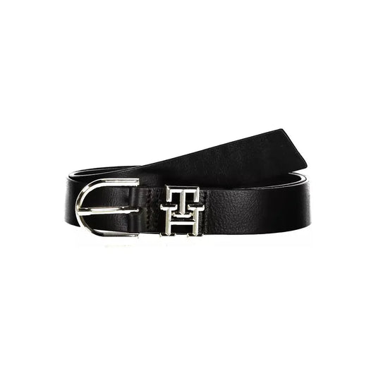 Tommy Hilfiger Elegant Black Leather Belt with Metal Buckle Tommy Hilfiger