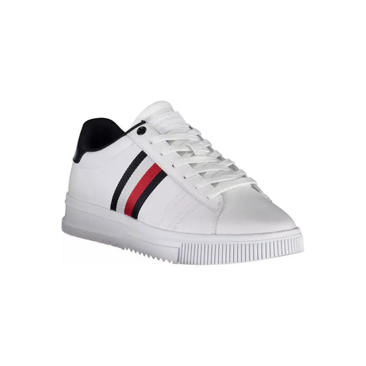 Tommy Hilfiger Elevated White Leather Sneakers with Logo Tommy Hilfiger