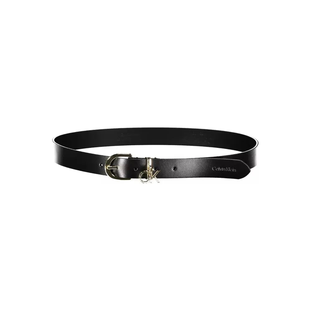 Calvin Klein Elegant Black Leather Belt with Logo Buckle Calvin Klein