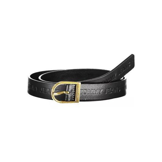 Tommy Hilfiger Elegant Black Leather Belt with Metal Buckle Tommy Hilfiger