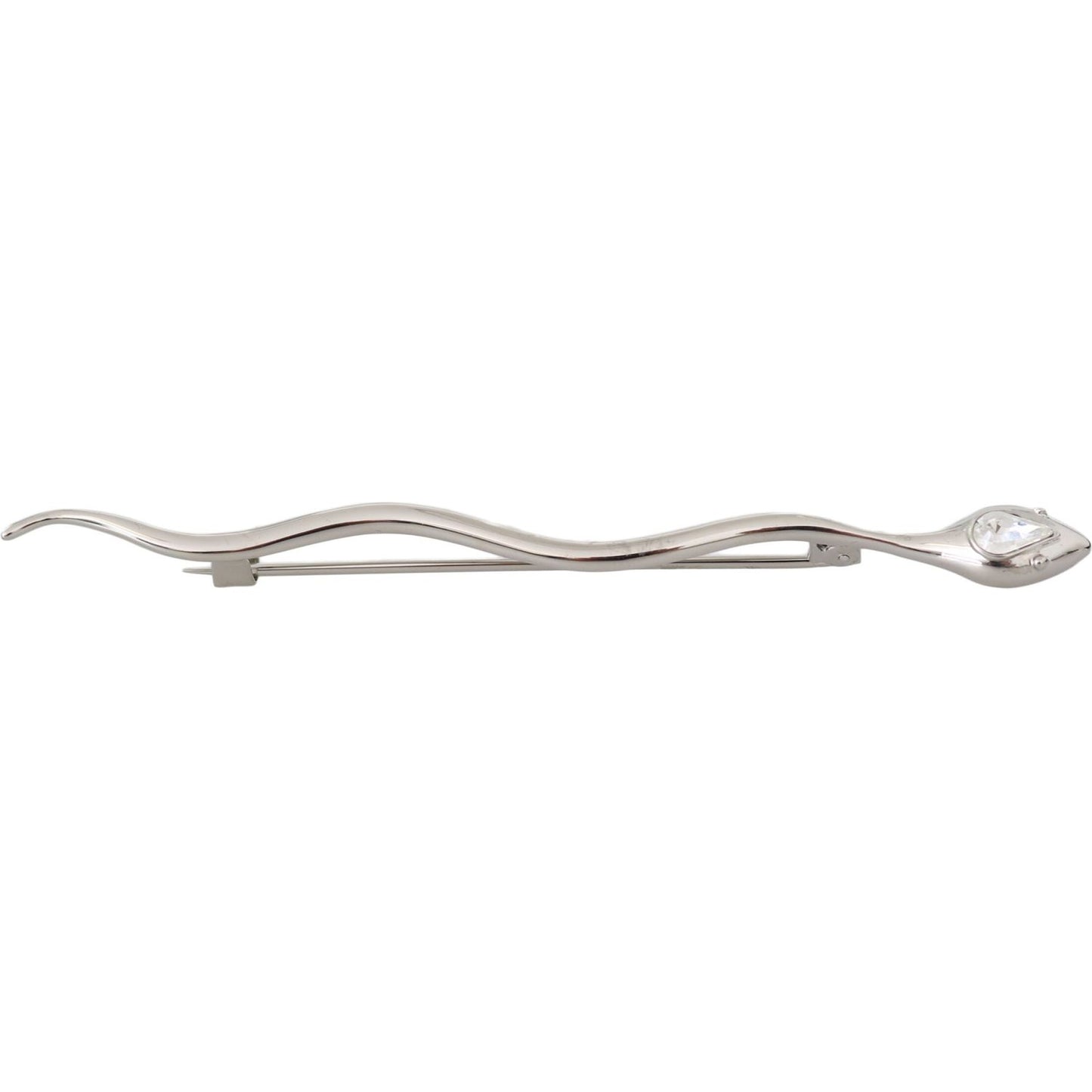 Dolce & Gabbana Silver Brass Crystal Spilla Serpente Mens Brooch Pin Brooch