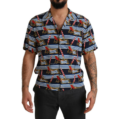 Dolce & Gabbana Multicolor Beach Chair Short Sleeves Shirt