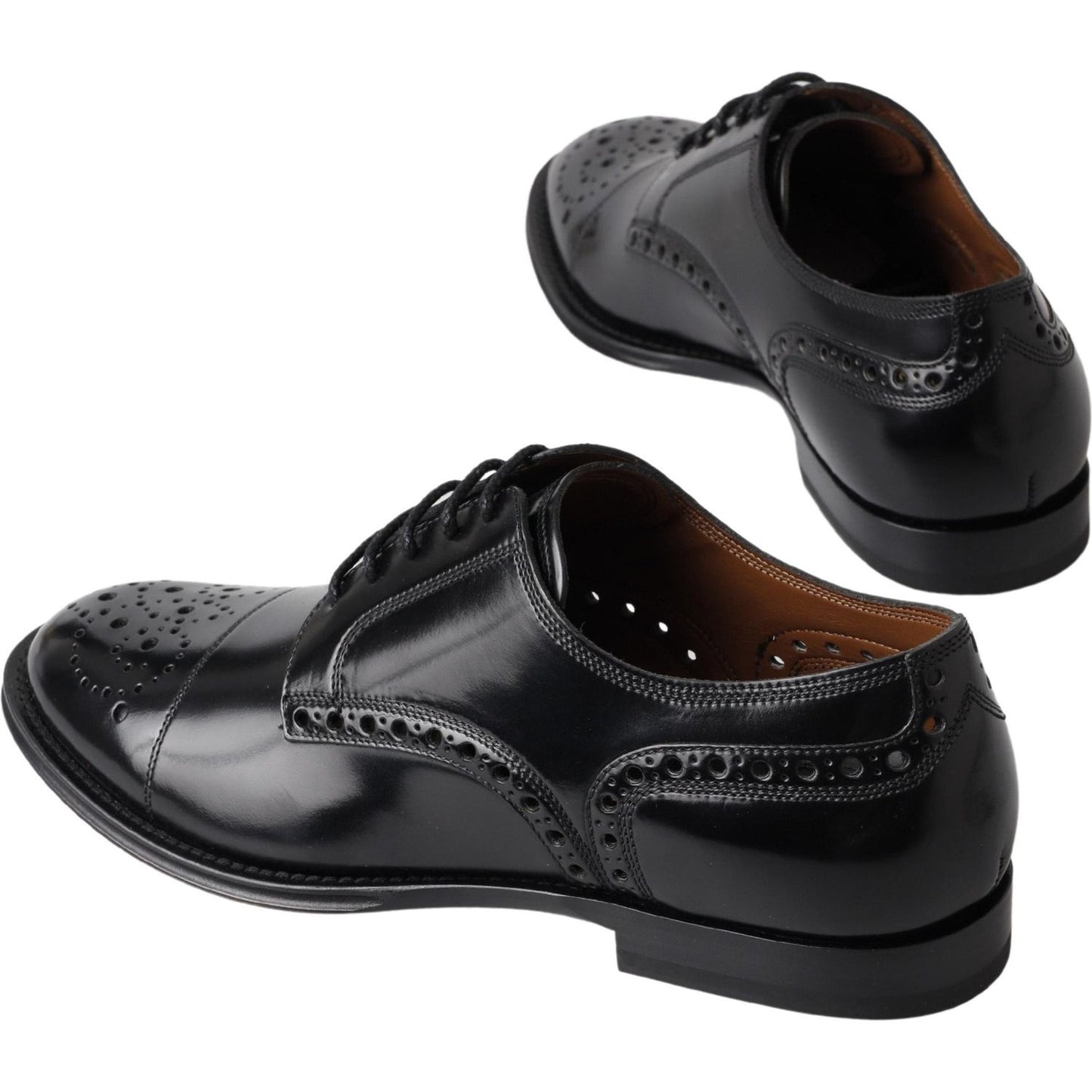 Dolce & Gabbana Elegant Black Leather Oxford Wingtip Shoes Dolce & Gabbana