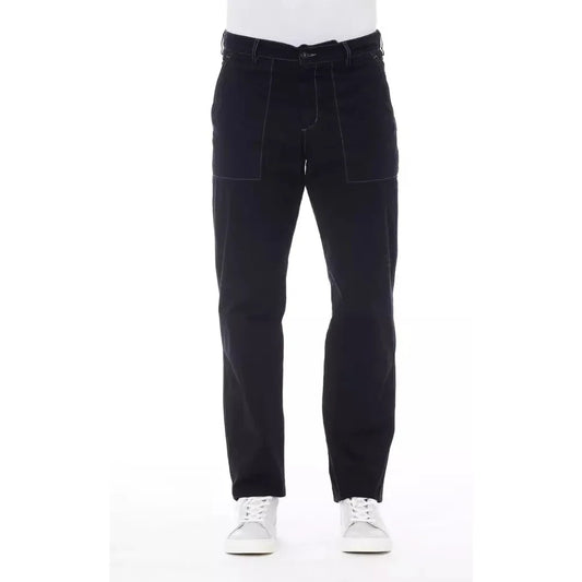 Alpha Studio Blue Cotton Men Pant Alpha Studio