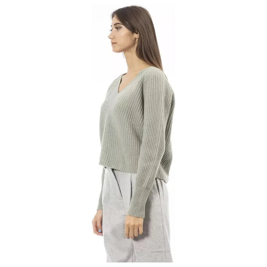 Alpha Studio Green Wool Women Sweater Alpha Studio