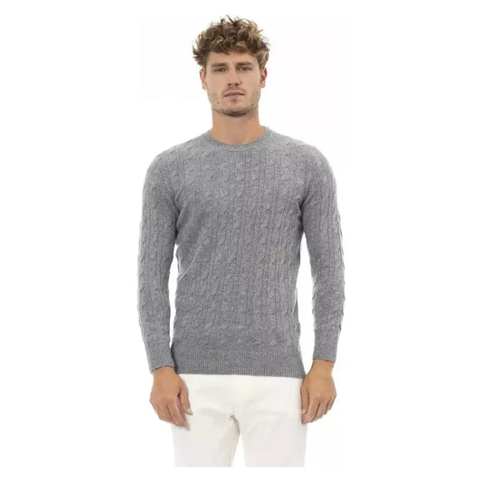 Alpha Studio Gray Cashmere Men Sweater Alpha Studio