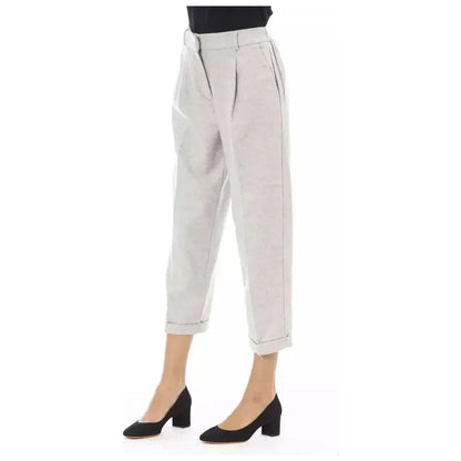 Alpha Studio Gray Wool Women Pants