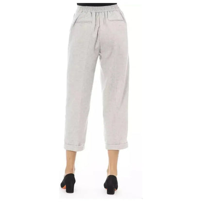 Alpha Studio Gray Wool Women Pants