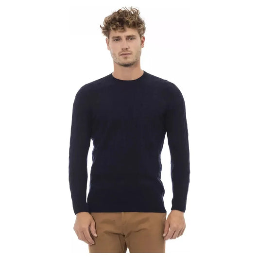 Alpha Studio Blue Wool Men Sweater Alpha Studio