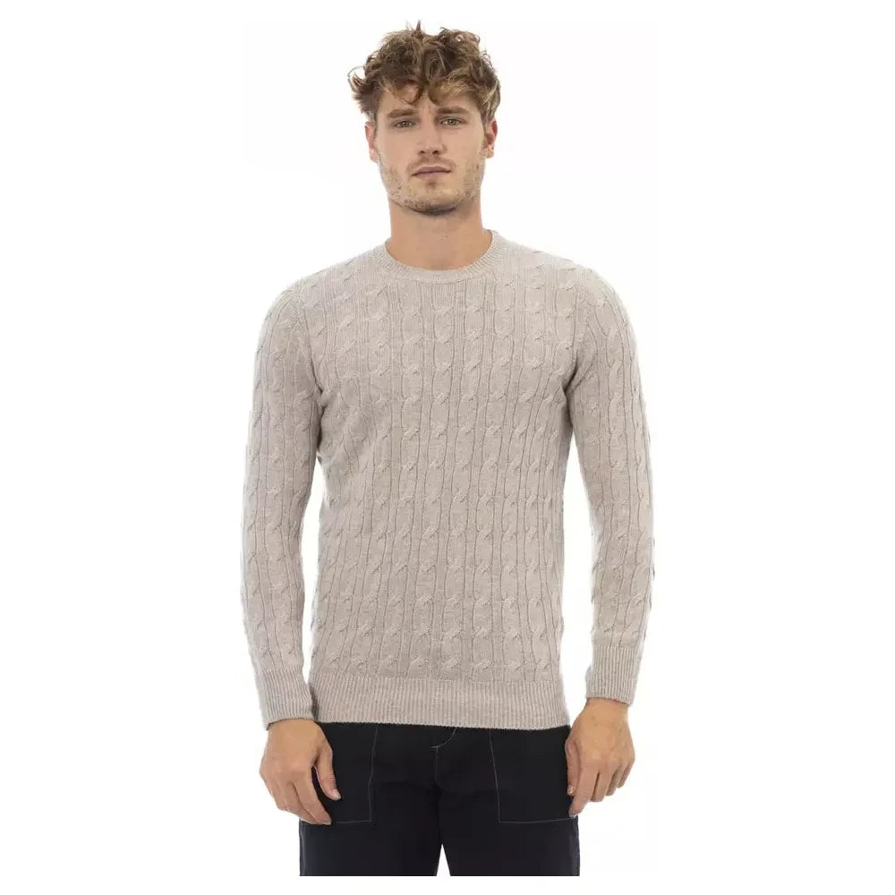 Alpha Studio Beige Viscose Men Sweater Alpha Studio