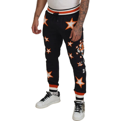 Dolce & Gabbana Black Orange Star Trousers Sport Pants