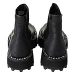 Dolce & Gabbana Black Leather Slip on Stretch Boots